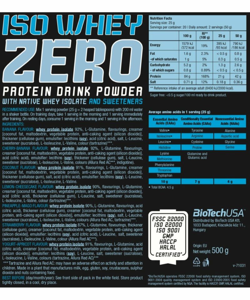 ISO WHEY ZERO BIOTECH 2.3KG – Image 2