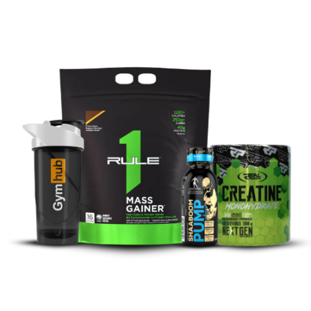Rule 1 Mass Gainer & Creatine Monohydrate Real Pharm & Shaaboom PUMP & Shaker
