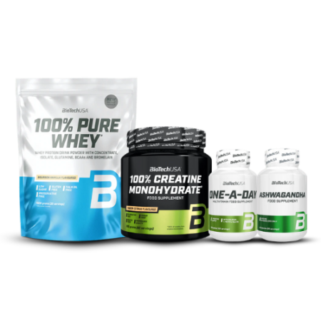 Pure Whey & Creatine Monohydrate & One A Day & Ashwagandha
