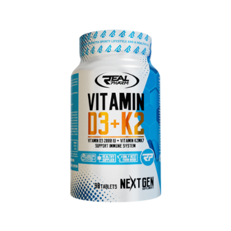 Real Pharm Vitamin D3 + K2 90 tablettes – complément pour santé des os, immunité et fonction cardiovasculaire