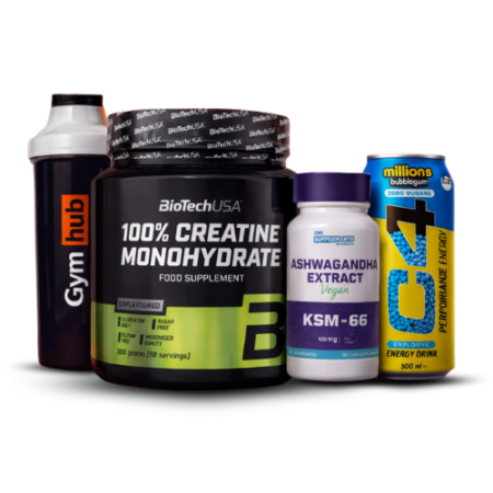 BioTech Creatine + Ashwagandha + C4 Drink + Shaker