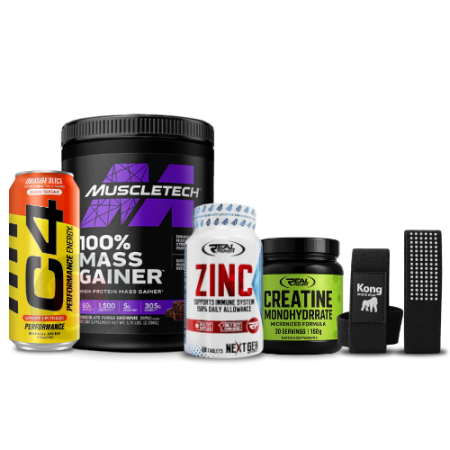MASS GAINER & ZINC & CREATINE & C4 & STRAPS