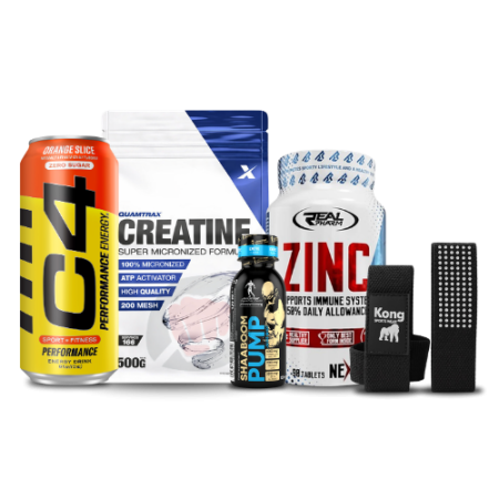 QUAMTRAX CREATINE & ZINC & SHAABOOM & C4 & STRAPS