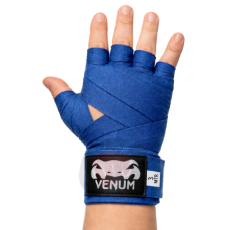 Bandes de boxe Venum bleues 3 mètres pour protection des mains et poignets en entraînement